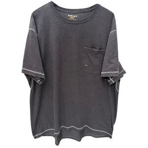 Ariat Rebar Work Shirt Mens 2XL Gray Performance Pocket Tee Workwear Durable